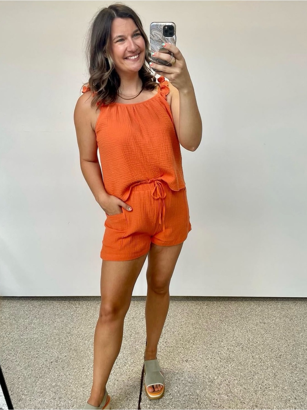 Velvet Heart SHORTS Orange Gauze Drawstring (S)